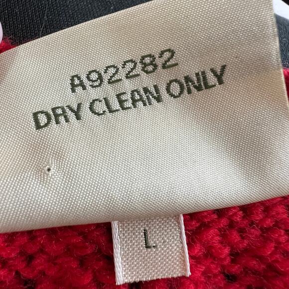 Kilronan Knitwear Red Ireland New Wool Cable Knit 3/4 Sleeve Cardigan Sweater L - Picture 7 of 7